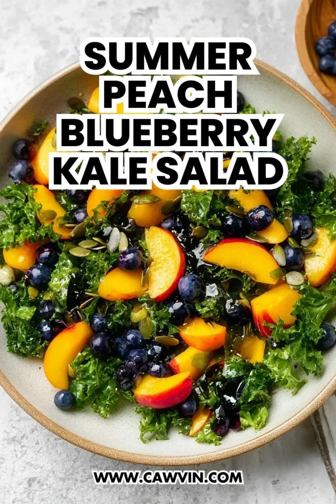 Summer Peach Blueberry Kale Salad - Easy Peasy Recipes