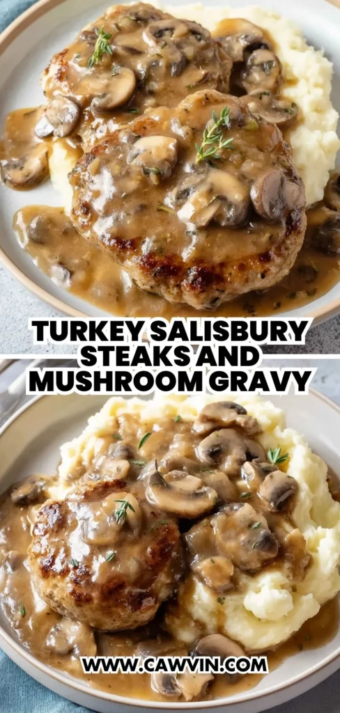 Turkey Salisbury Steaks and Mushroom Gravy 2 1 - Easy Peasy Recipes