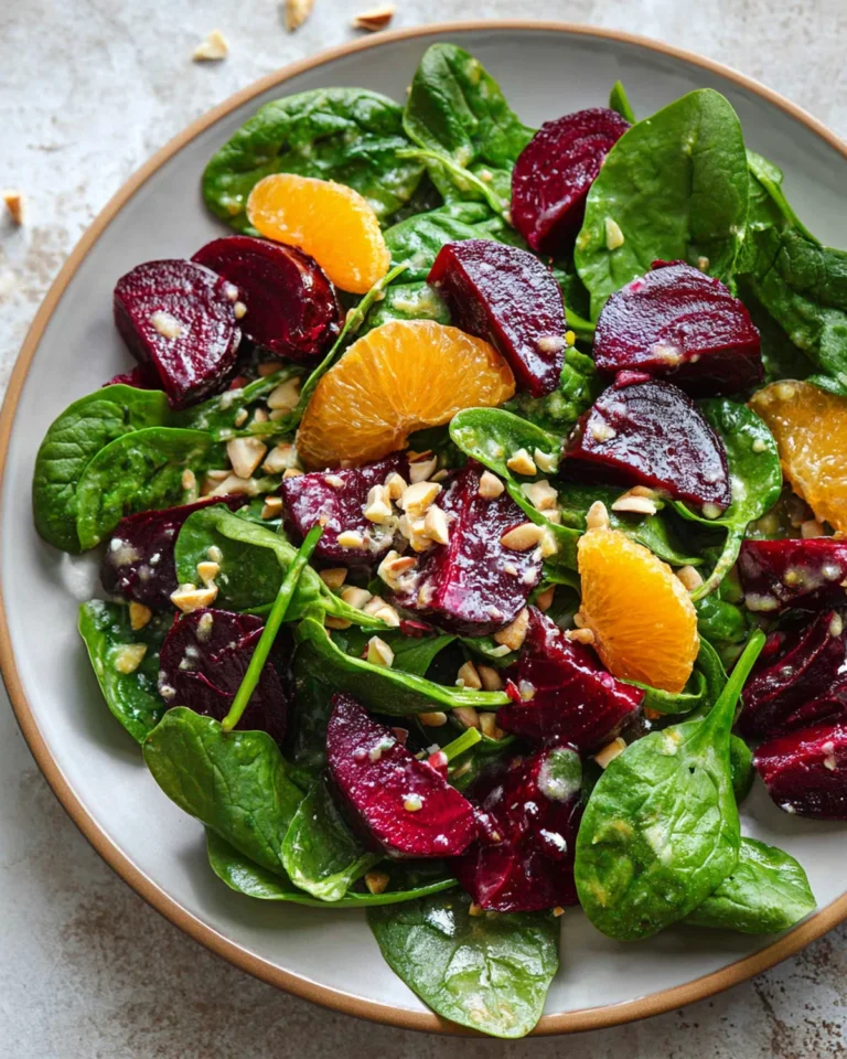 Beet Salad with Spinach and Honey-Mustard Lemon Dressing Recipe