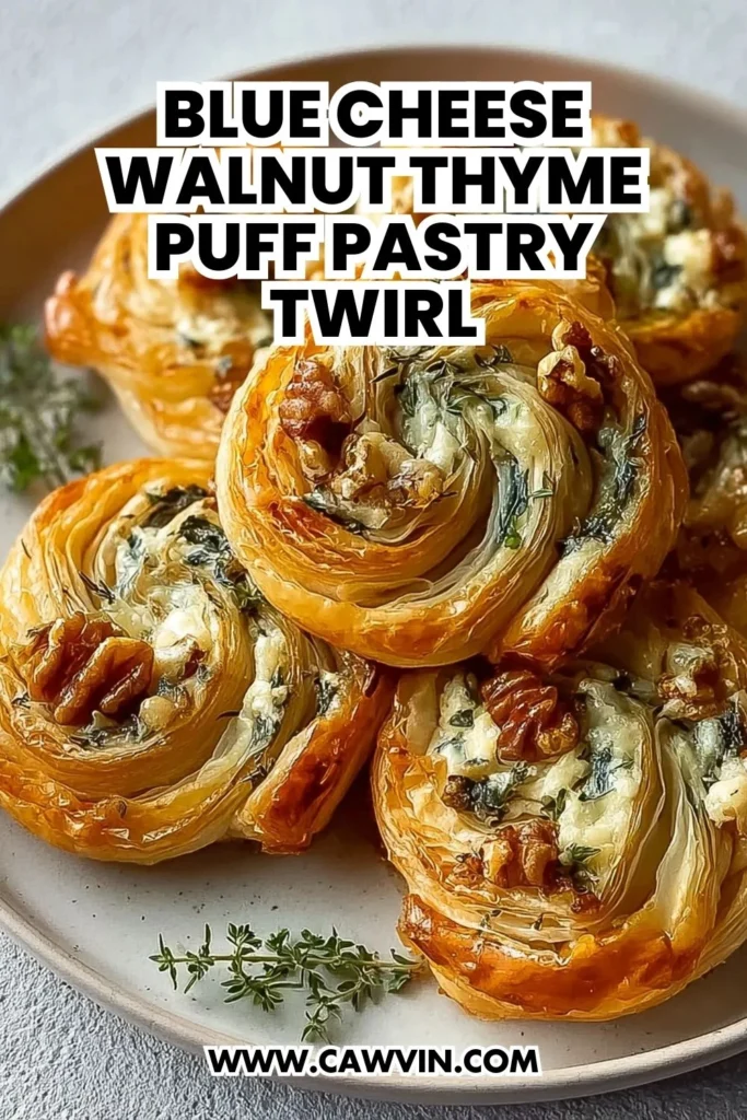 Blue Cheese Walnut Thyme Puff Pastry Twirl Recipe - Easy Peasy Recipes