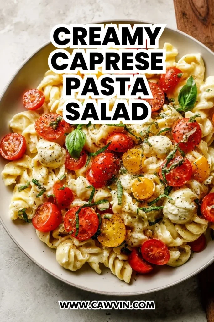 Creamy Caprese Pasta Salad - Easy Peasy Recipes