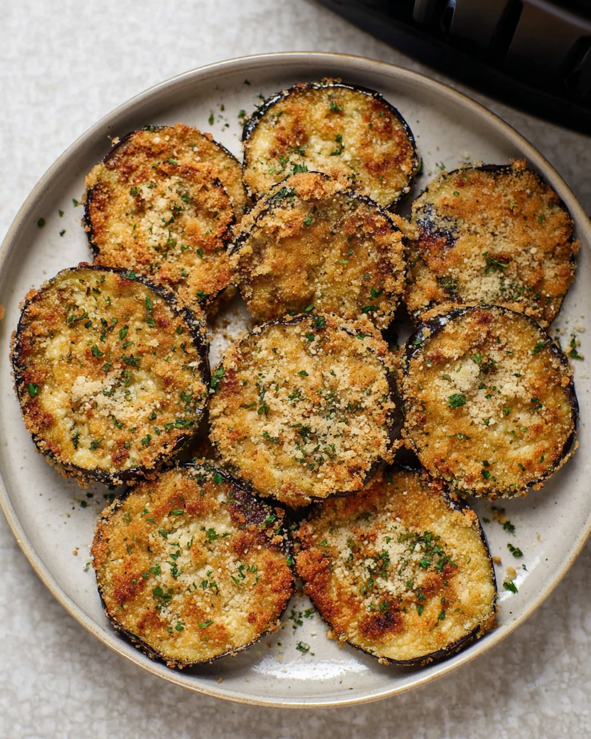 Crispy Air Fryer Eggplant with Parmesan and Breadcrumbs Recipe