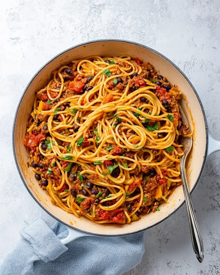 Easy One-Pot Black Bean Taco Spaghetti Recipe