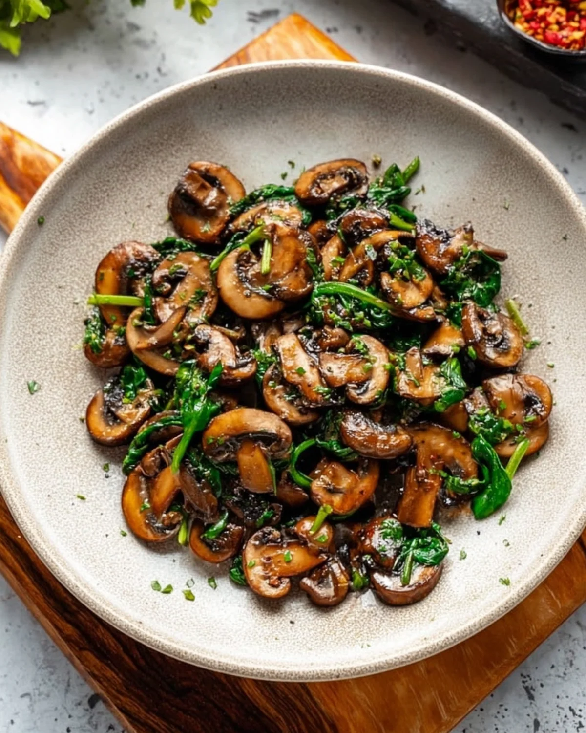 Easy Sauteed Mushrooms with Spinach Recipe