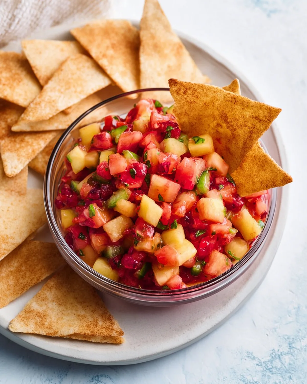 Fruit Salsa with Cinnamon Sugar Tortilla Chips - Image 4