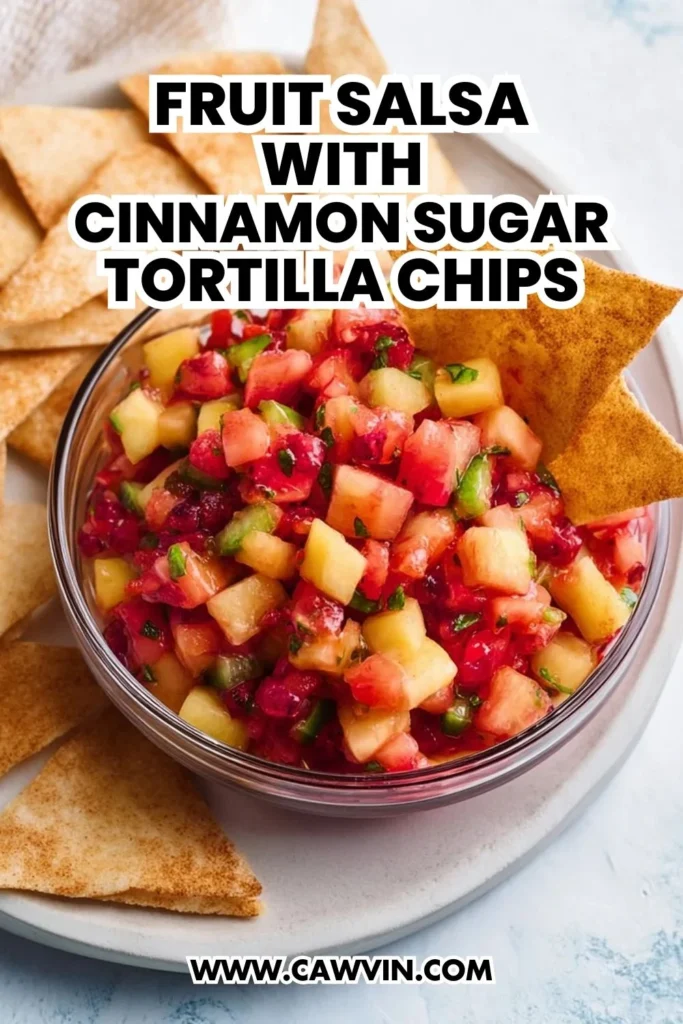 Fruit Salsa with Cinnamon Sugar Tortilla Chips - Easy Peasy Recipes