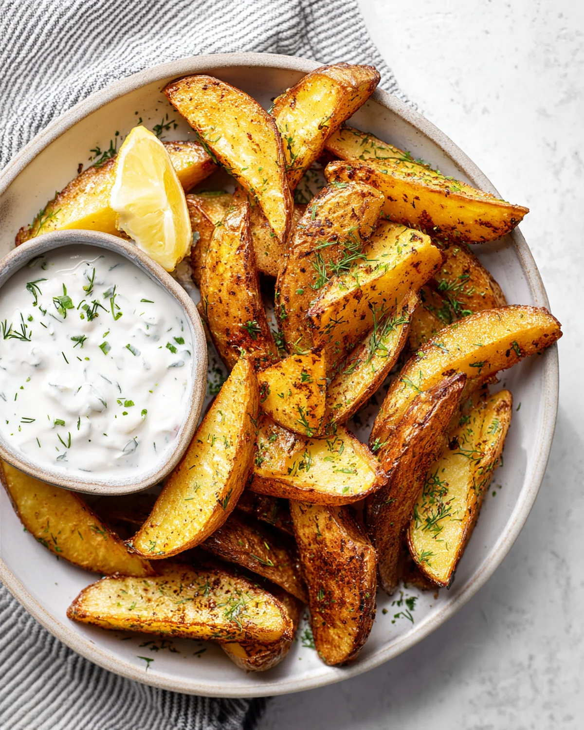 Greek Potato Wedges with Yogurt Sauce - Image 4