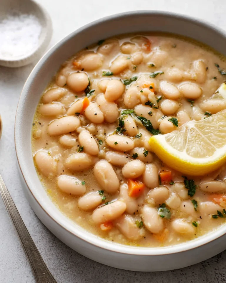 Greek White Bean Soup With Garlic and Lemon Recipe