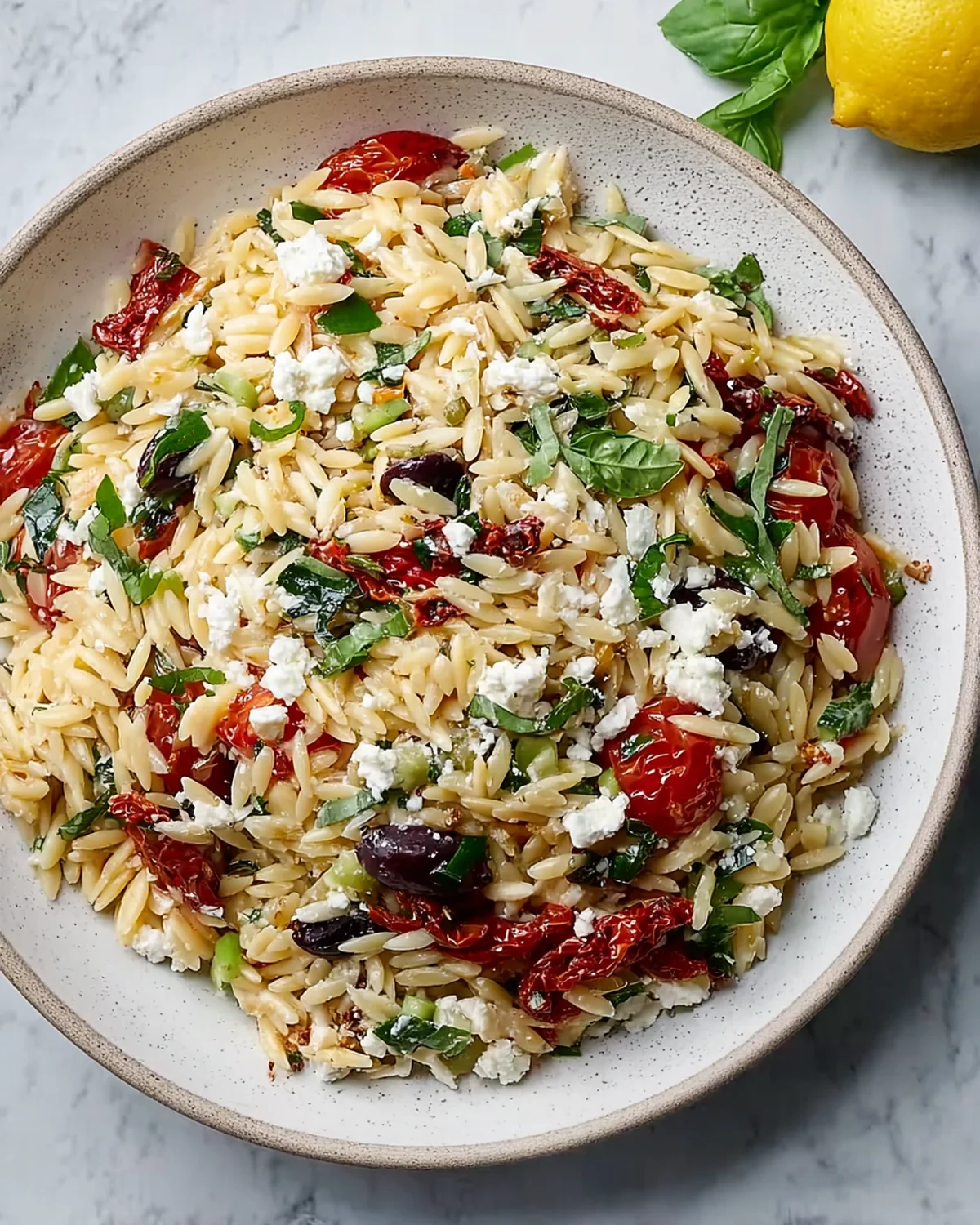 Homemade Orzo Pasta Salad with Feta and Sun Dried Tomatoes - Image 4