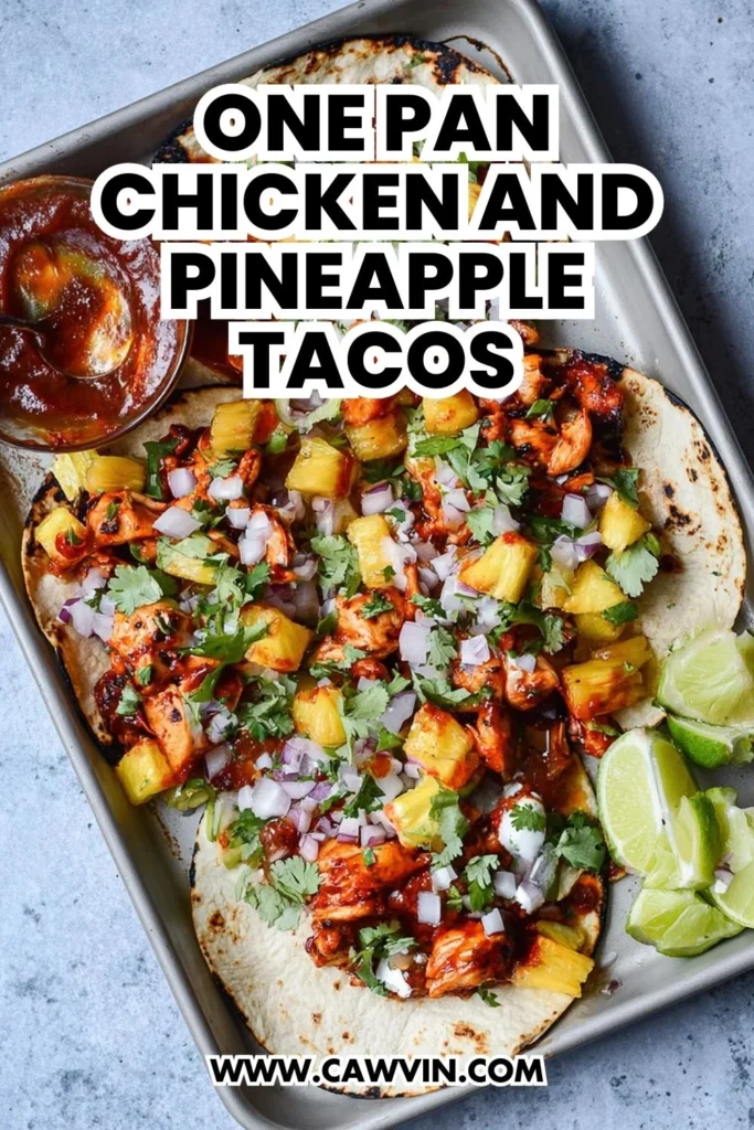 One Pan Chicken and Pineapple Tacos - Easy Peasy Recipes