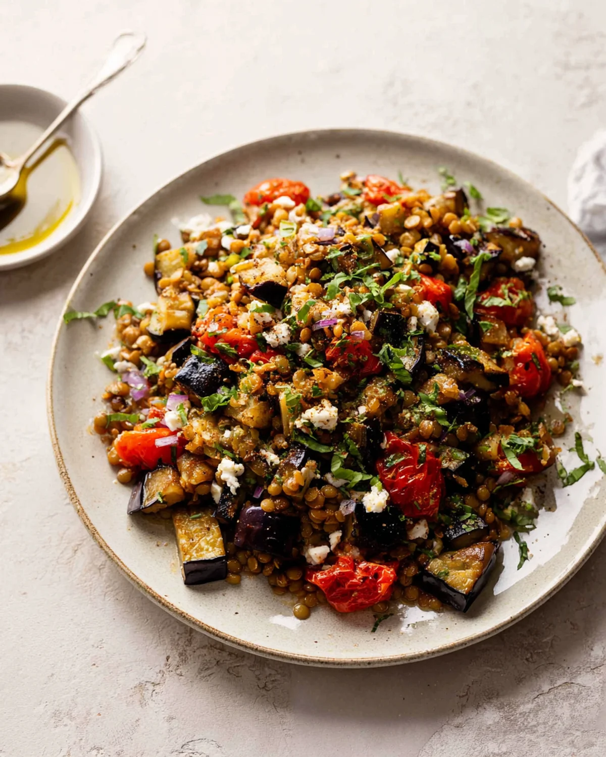 Roasted Eggplant Lentil Salad (Aubergine Salad) - Image 4