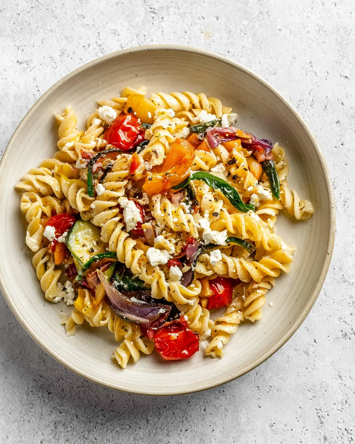 Roasted Veggie Pasta with Feta Recipe