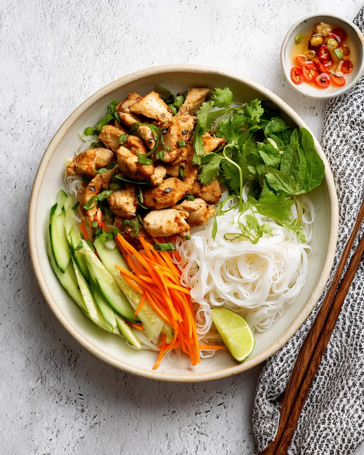 Vietnamese Noodle Bowl with Chicken - Image 2