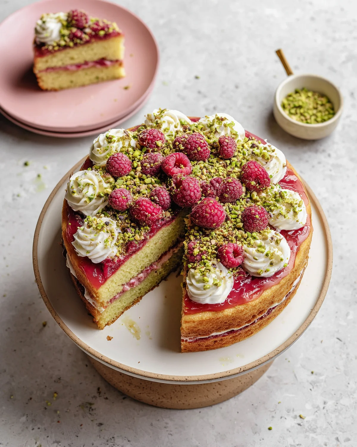 Raspberry Pistachio Cake - Image 4