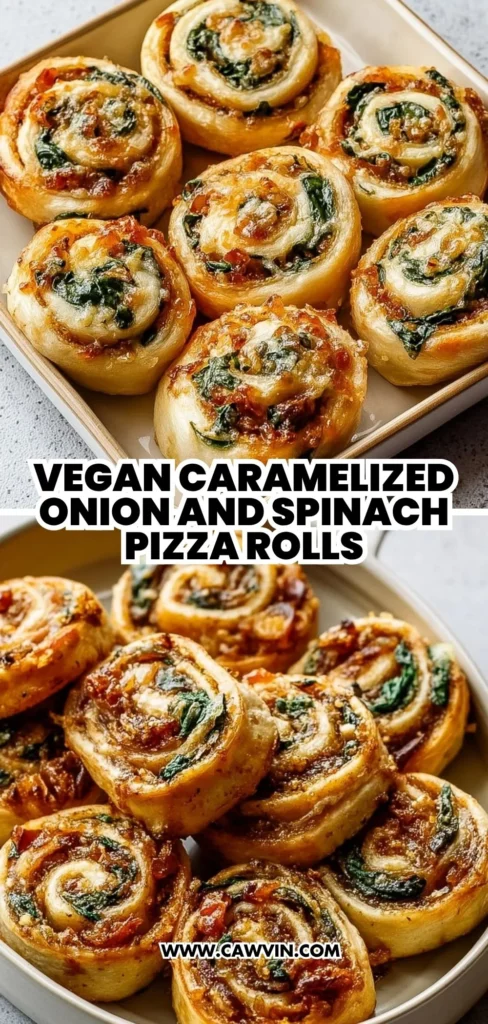 Vegan Caramelized Onion and Spinach Pizza Rolls 2 1 - Easy Peasy Recipes