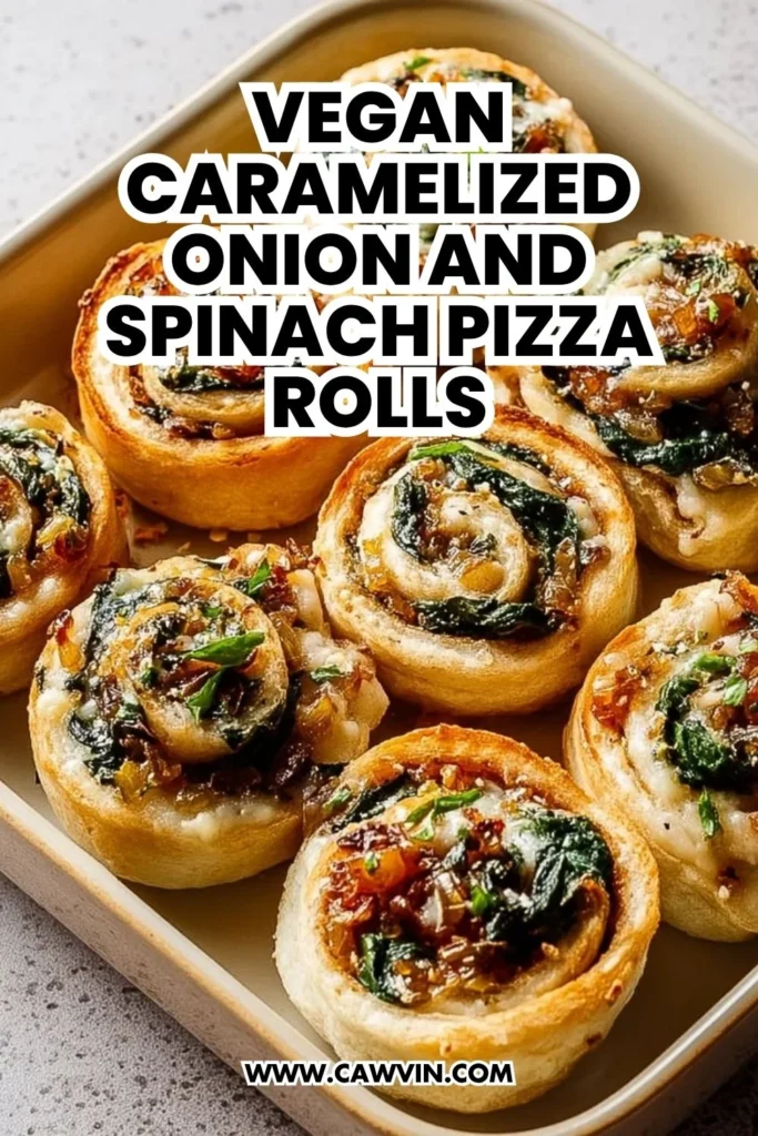 Vegan Caramelized Onion and Spinach Pizza Rolls - Easy Peasy Recipes